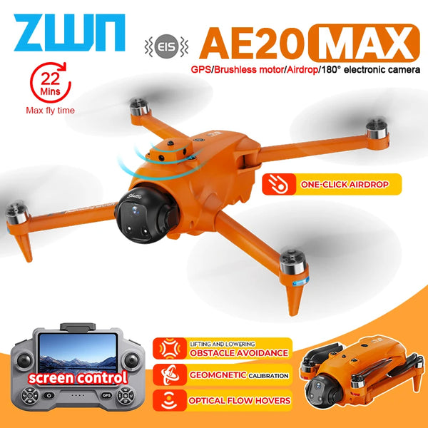 AE20 MAX GPS-Drohne – 4K, 5G WLAN, Fernbedienung mit Display, Hindernisvermeidung