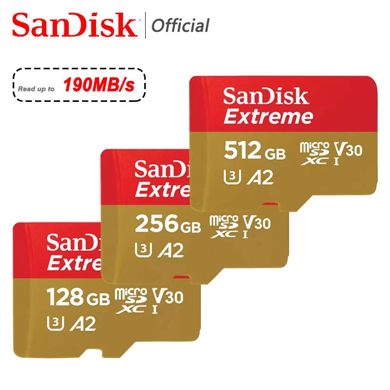 High Speed microSD Card 512GB U3 V30 A2, for 4K drones