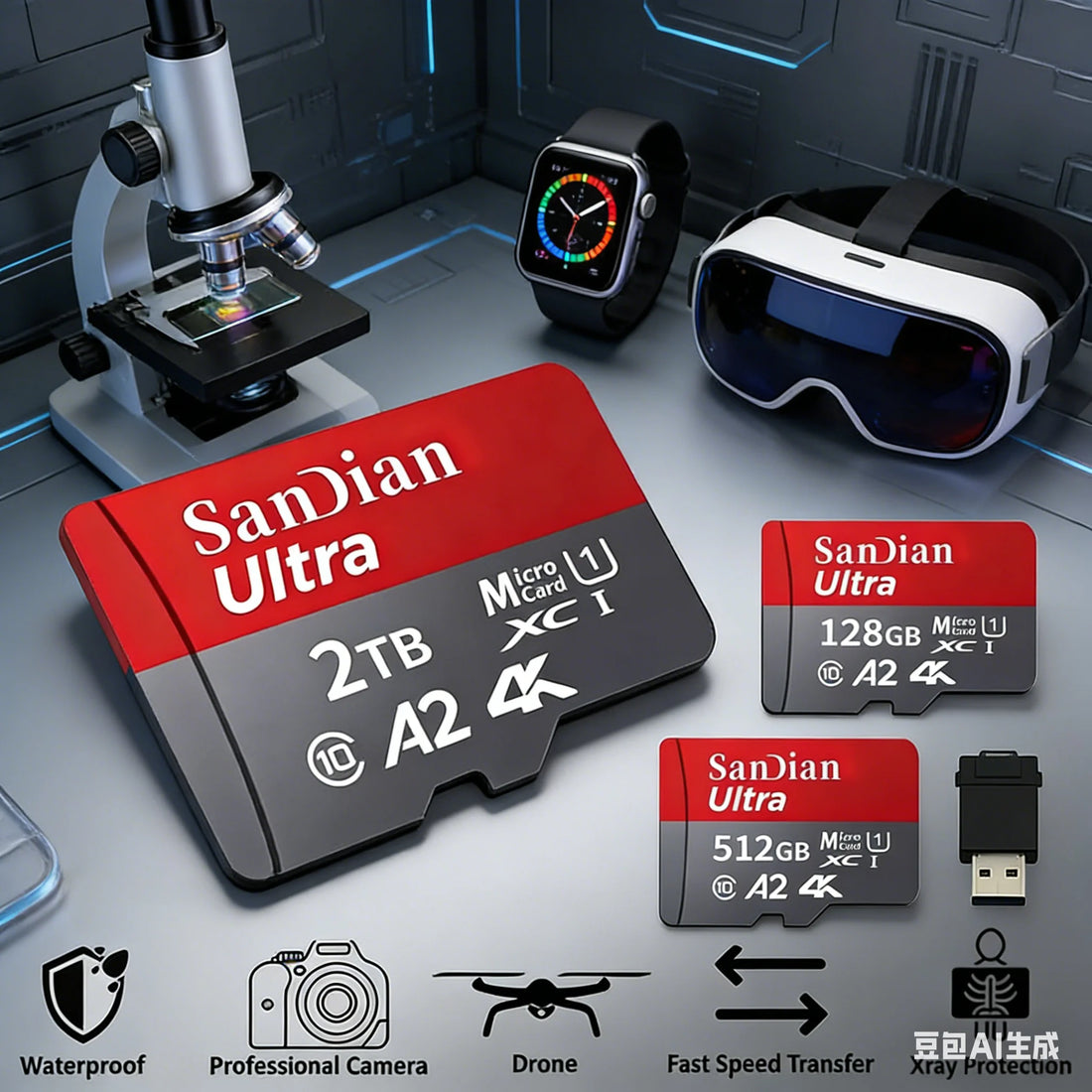 High Speed microSD Card 256GB U3 V30 A2, for 4K drones
