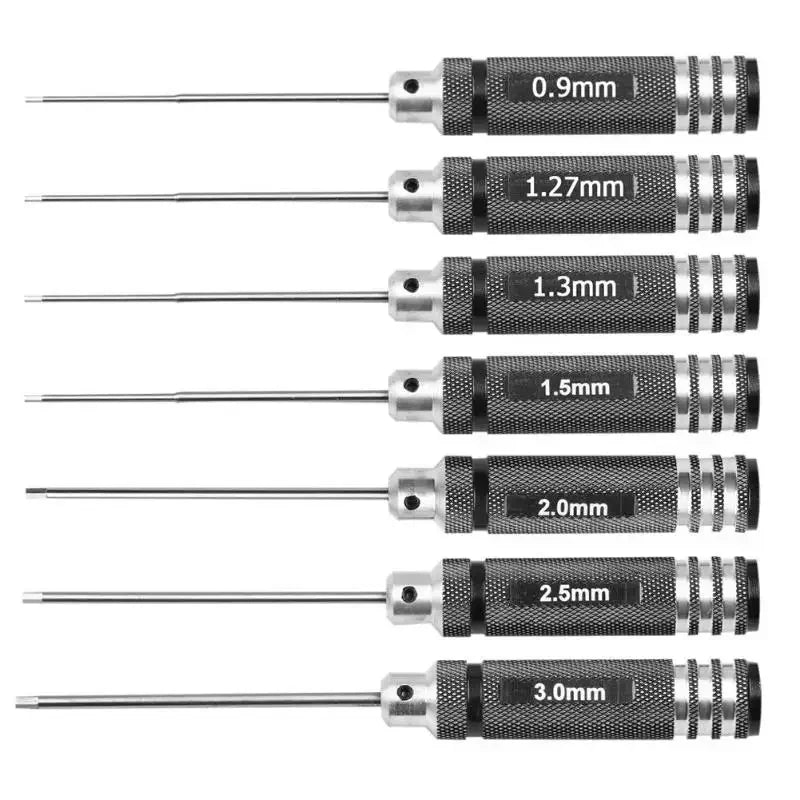 Hex Screwdriver Set 0.9 to 3.0 mm, hardened steel for drones