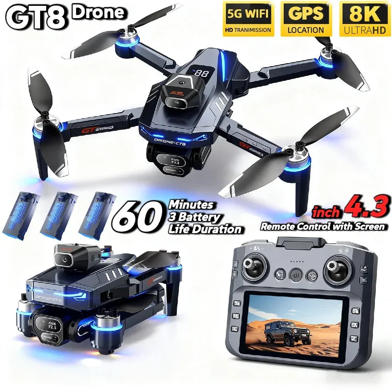 LSRC GT8 GPS Drone – 8K Dual Camera, Brushless, Optical Flow, faltbar