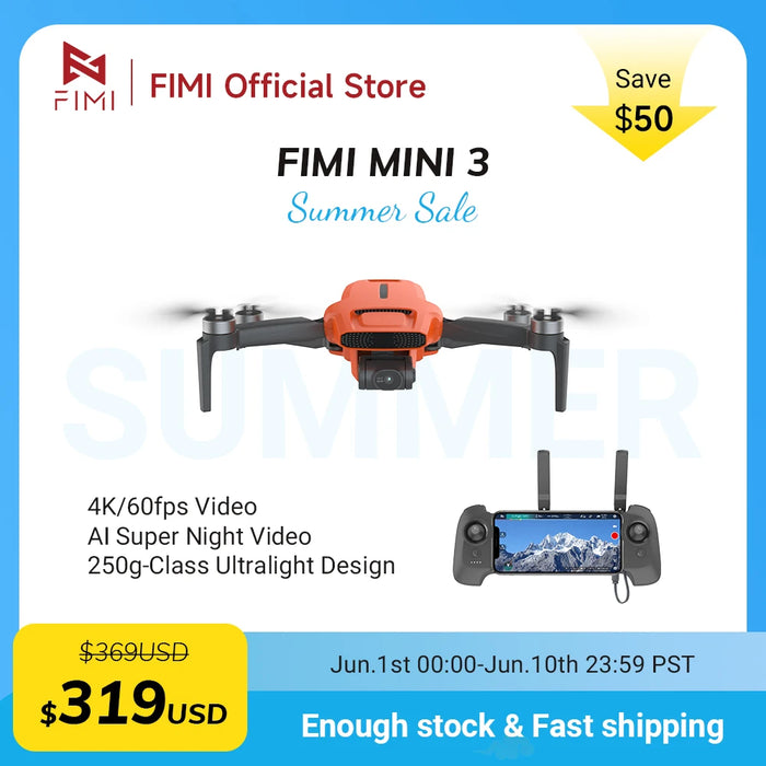 FIMI MINI 3 Faltdrohne – 4K 60fps, 3-Achsen-Gimbal, 245 g, 9 km, GPS