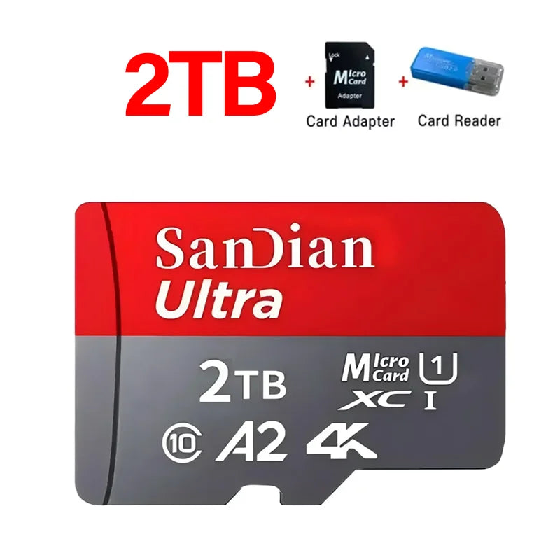 High Speed microSD Card 2TB U3 V30 A2, for 4K drones