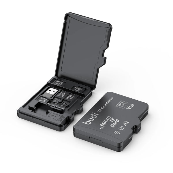 BUDI Speicherkarten-Etui mit USB-C-Kartenleser für SD / microSD