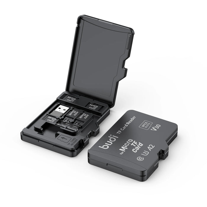BUDI Speicherkarten-Etui mit USB-C-Kartenleser für SD / microSD