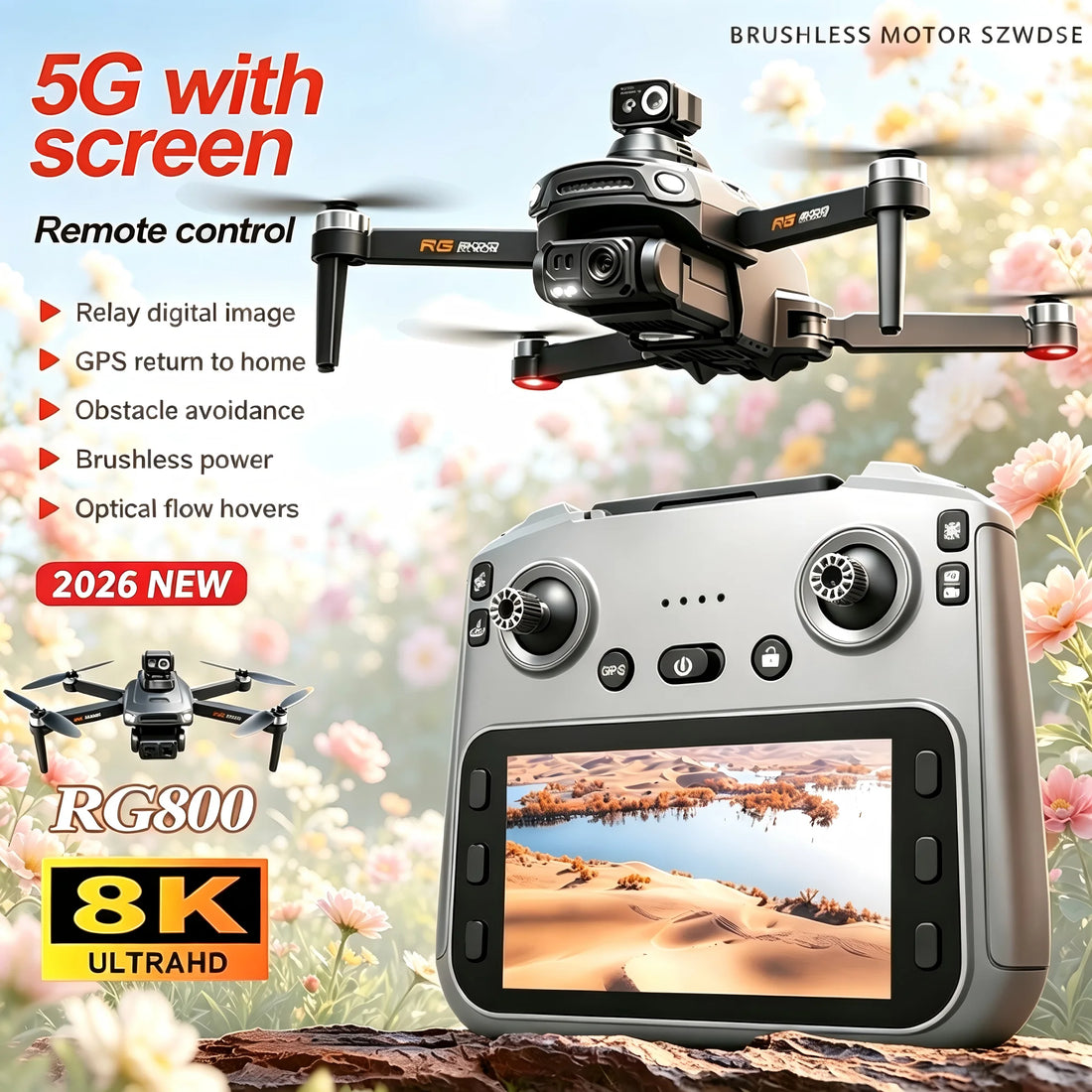 RG800 MAX GPS Drone – 4K Dual Camera, 5G Relay, obstacle avoidance