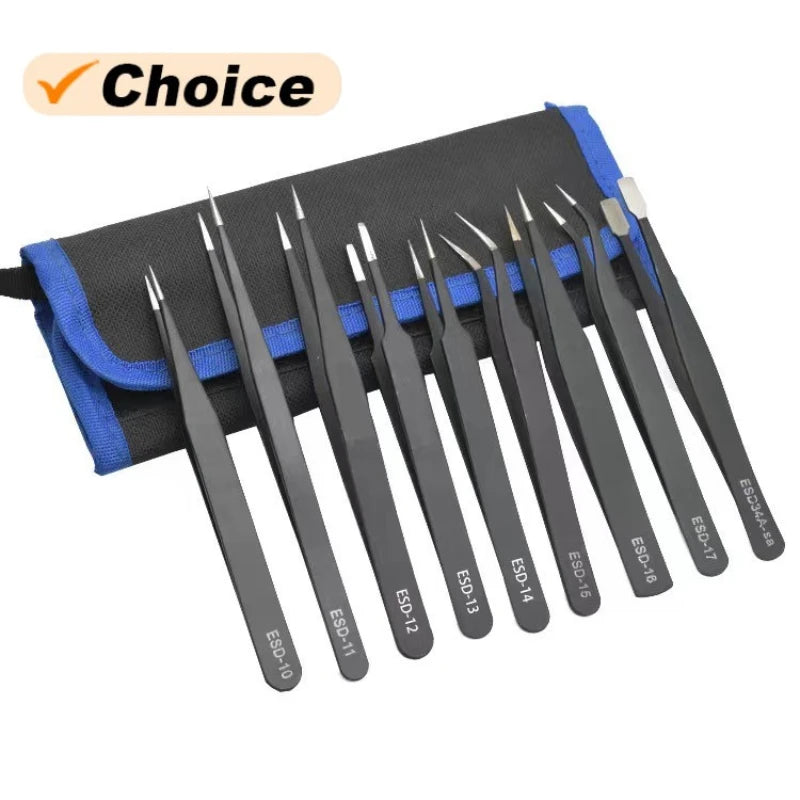Precision ESD Tweezer Set, antistatic stainless steel