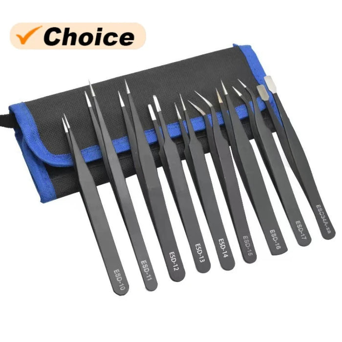 Precision ESD Tweezer Set, antistatic stainless steel