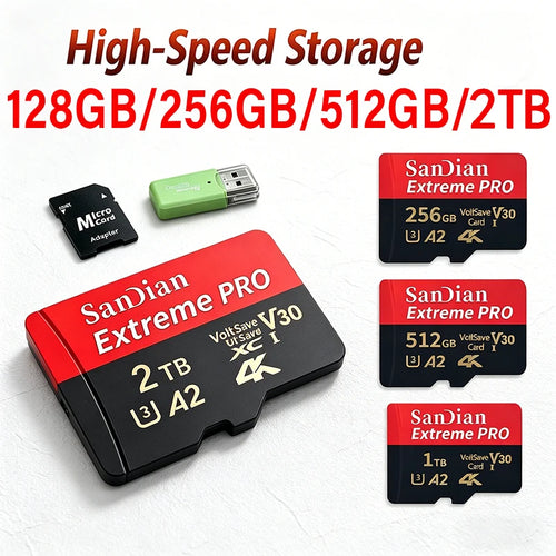 128 GB microSD-Karte U3 V30 – für 4K/8K Drohnen-Aufnahmen (inkl. Adapter)
