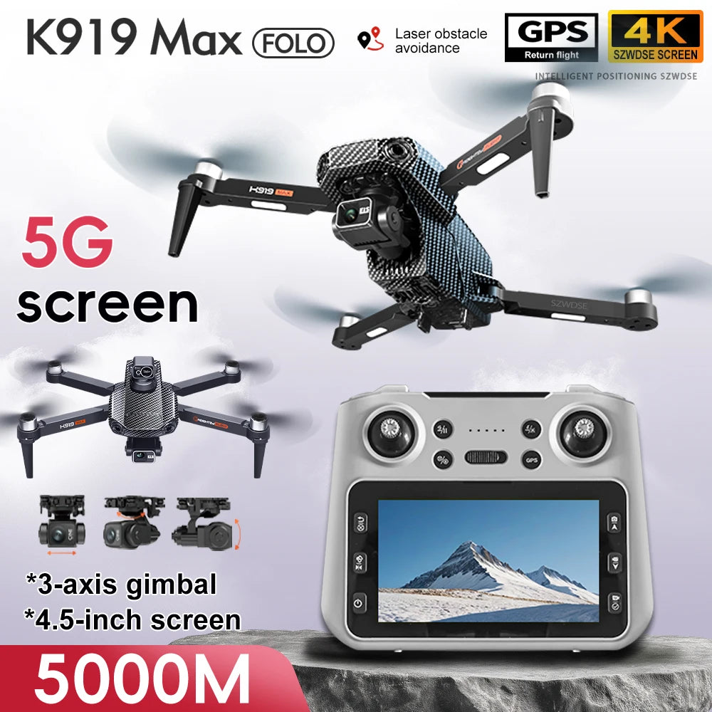K919 MAX GPS Drone – 4K EIS, 3-axis gimbal, obstacle avoidance