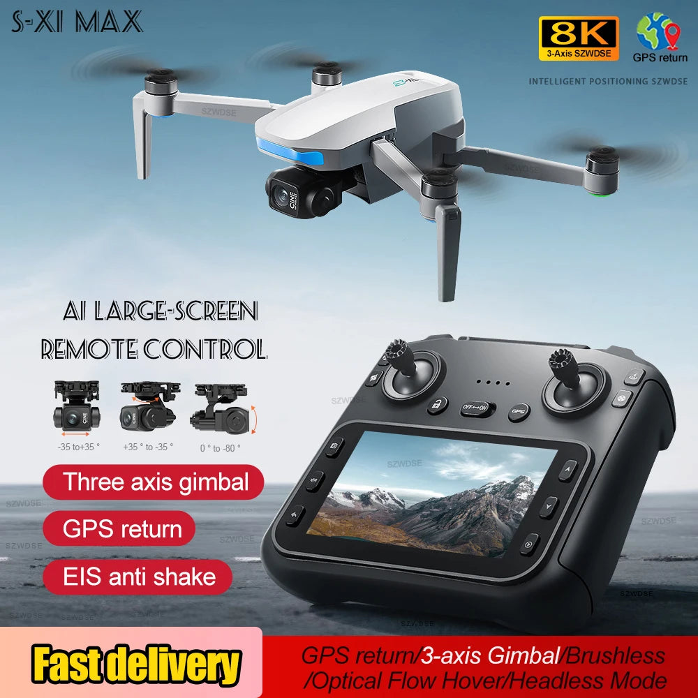 S-X1 GPS Drone – 8K camera with Display, 10 km, 3-axis gimbal