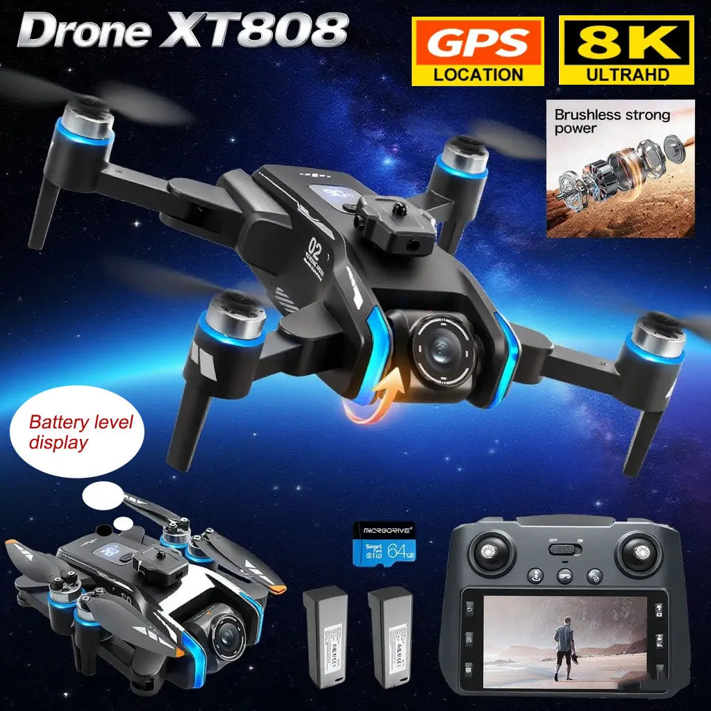 XT808 GPS Drone – 8K Dual Camera, 5G WiFi, display remote
