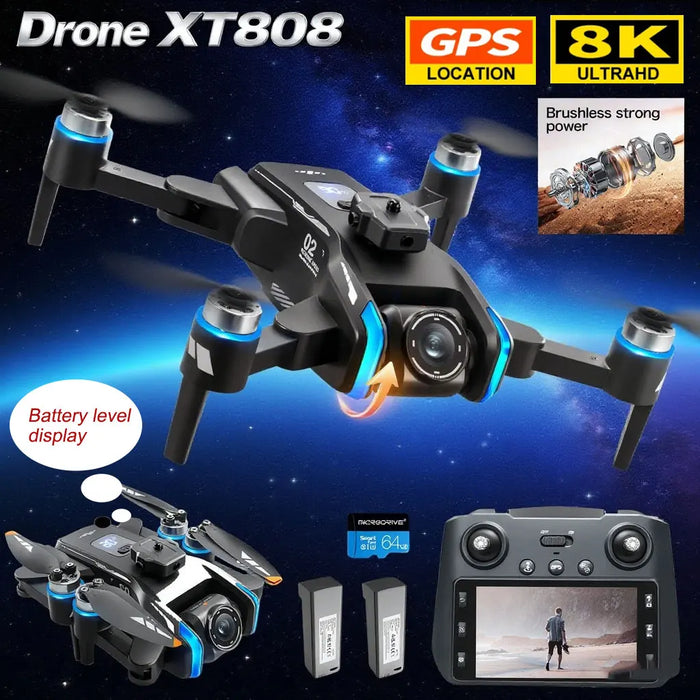 XT808 GPS Drone – 8K Dual Camera, 5G WiFi, display remote