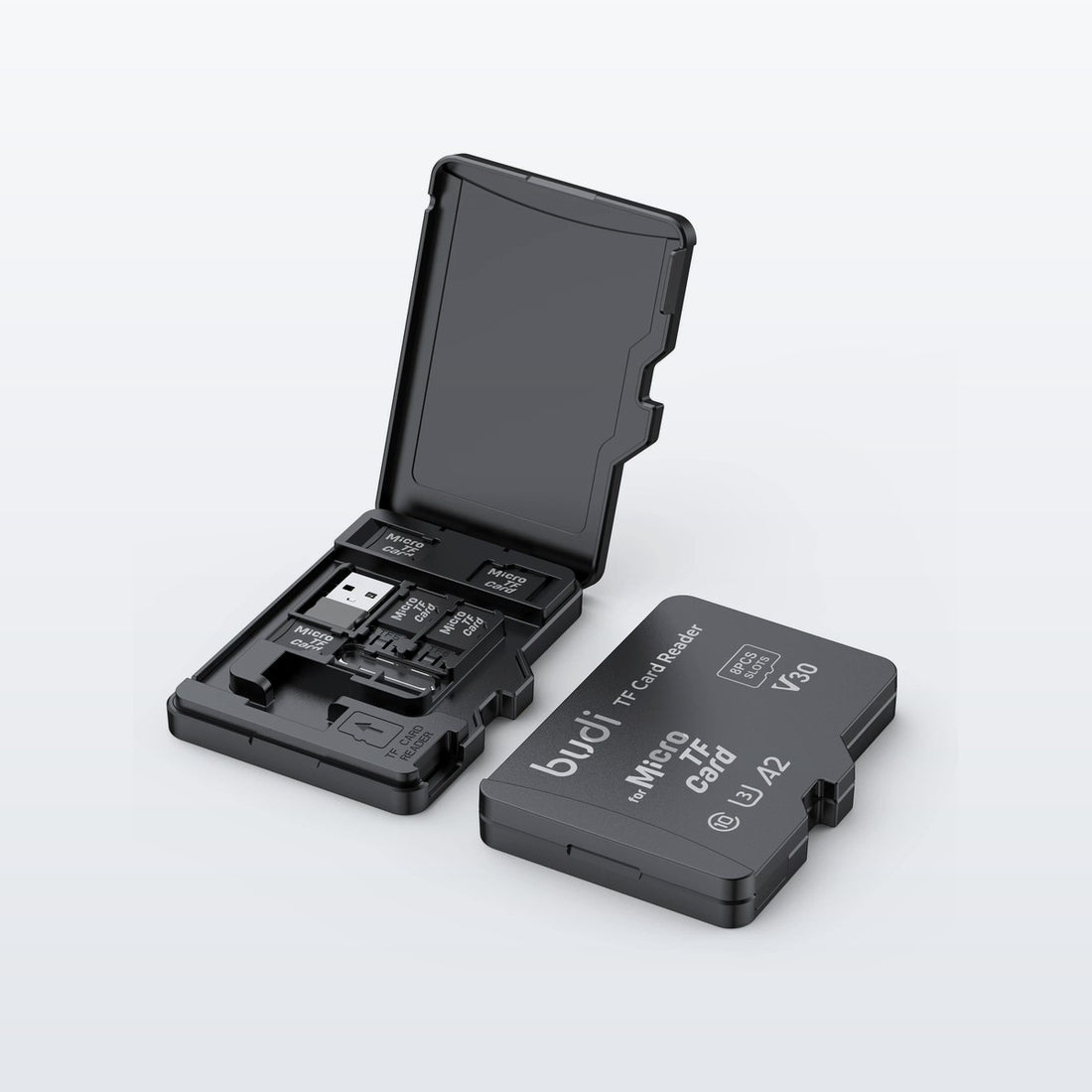 BUDI Speicherkarten-Etui mit USB-C-Kartenleser für SD / microSD
