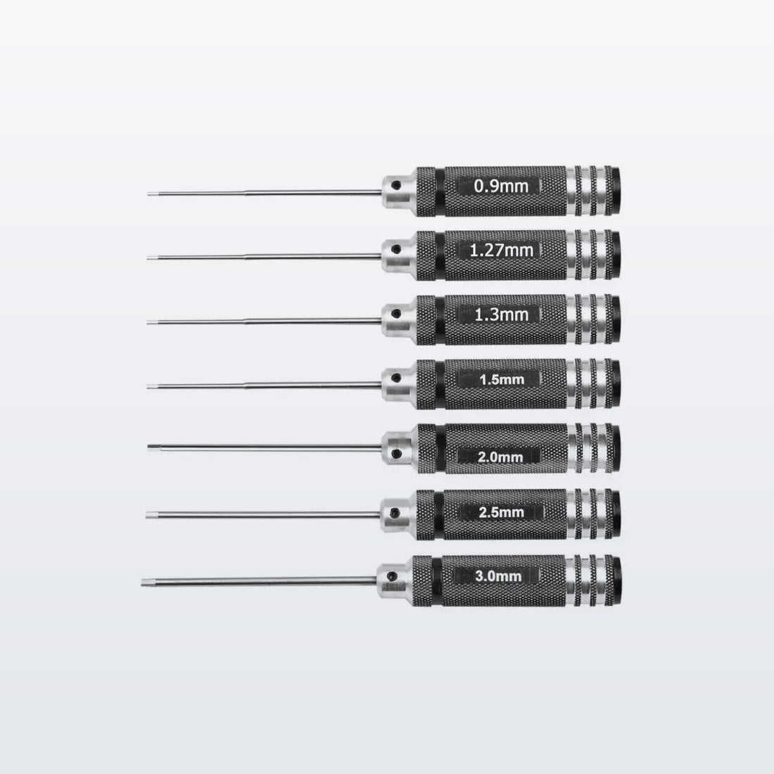 Hex Screwdriver Set 0.9 to 3.0 mm, hardened steel for drones