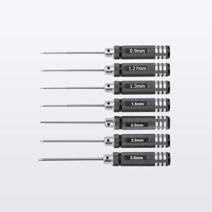 Hex Screwdriver Set 0.9 to 3.0 mm, hardened steel for drones