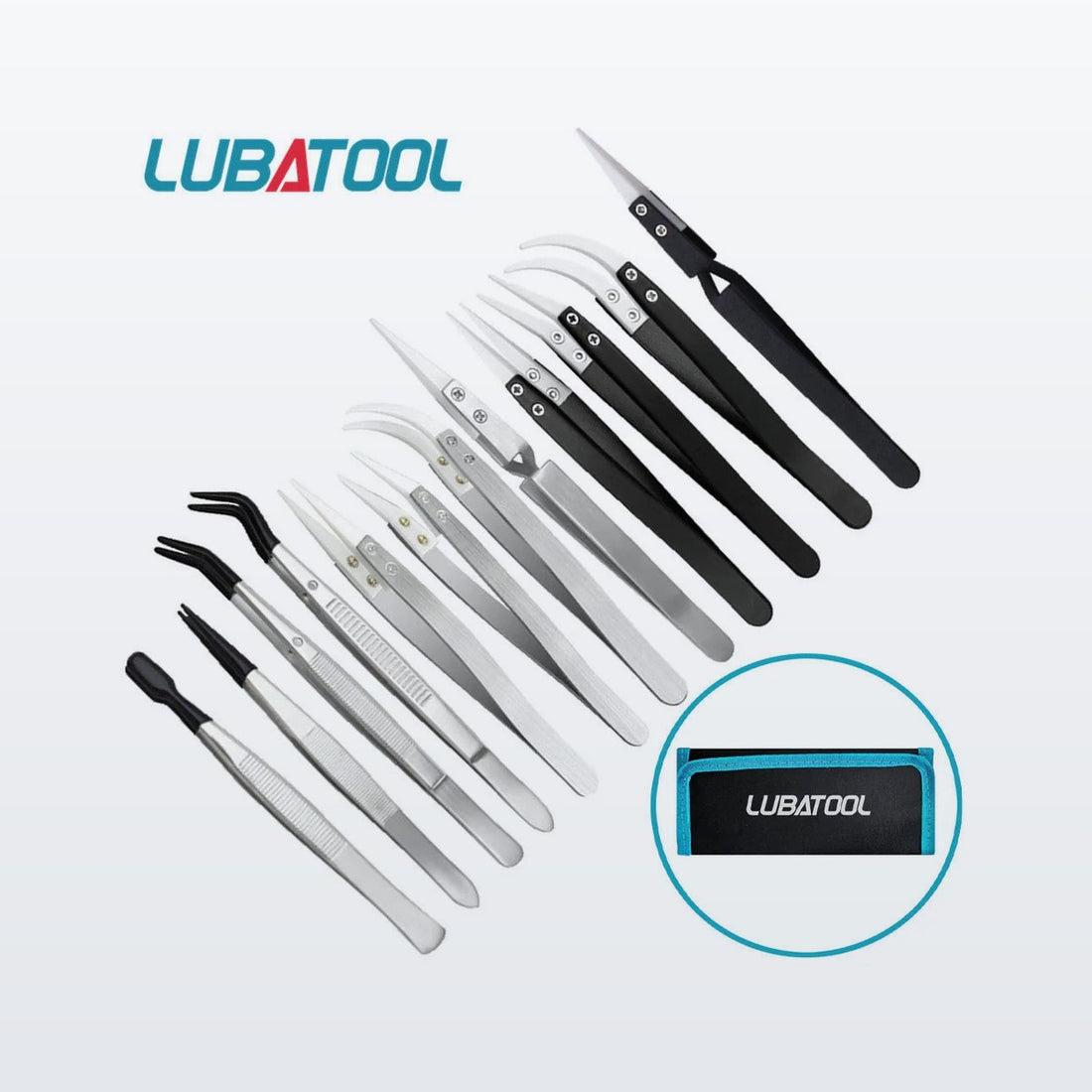 Ceramic Tip Tweezer Set, 10 piece antistatic with case