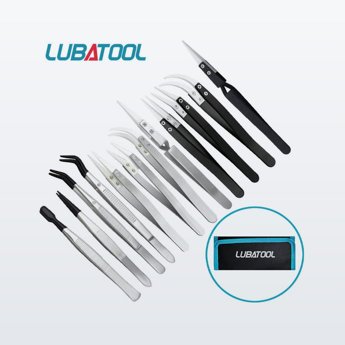 Ceramic Tip Tweezer Set, 10 piece antistatic with case